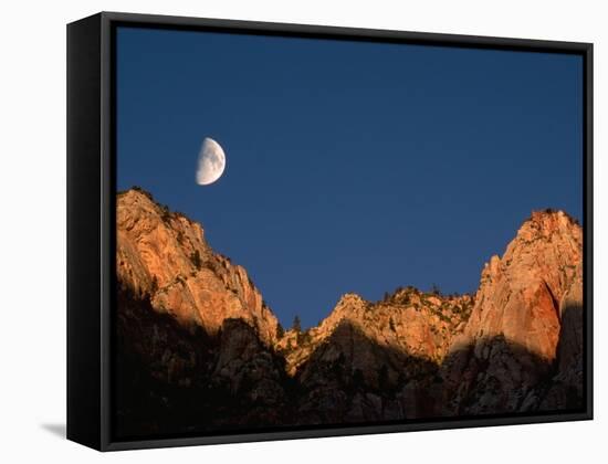 Moon over Streaked Wall Formation-Bob Krist-Framed Stretched Canvas