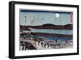 Moon over Sumida River, Japanese Wood-Cut Print-Lantern Press-Framed Art Print