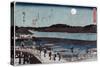 Moon over Sumida River, Japanese Wood-Cut Print-Lantern Press-Stretched Canvas