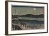 Moon over Sumida River.-Ando Hiroshige-Framed Art Print