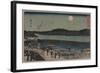 Moon over Sumida River.-Ando Hiroshige-Framed Art Print