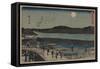 Moon over Sumida River.-Ando Hiroshige-Framed Stretched Canvas