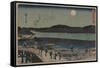 Moon over Sumida River.-Ando Hiroshige-Framed Stretched Canvas
