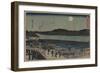 Moon over Sumida River.-Ando Hiroshige-Framed Art Print