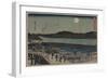 Moon over Sumida River.-Ando Hiroshige-Framed Art Print