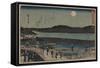 Moon over Sumida River.-Ando Hiroshige-Framed Stretched Canvas