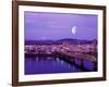 Moon Over the City with Mt Hood in the Background, Portland, Oregon, USA-Janis Miglavs-Framed Photographic Print