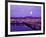 Moon Over the City with Mt Hood in the Background, Portland, Oregon, USA-Janis Miglavs-Framed Photographic Print