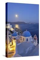 Moon over the Town of Oia, Santorini, Kyclades, South Aegean, Greece, Europe-Christian Heeb-Stretched Canvas