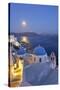 Moon over the Town of Oia, Santorini, Kyclades, South Aegean, Greece, Europe-Christian Heeb-Stretched Canvas