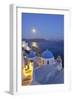 Moon over the Town of Oia, Santorini, Kyclades, South Aegean, Greece, Europe-Christian Heeb-Framed Photographic Print