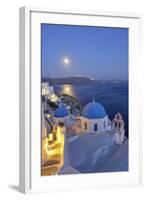 Moon over the Town of Oia, Santorini, Kyclades, South Aegean, Greece, Europe-Christian Heeb-Framed Photographic Print