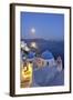 Moon over the Town of Oia, Santorini, Kyclades, South Aegean, Greece, Europe-Christian Heeb-Framed Photographic Print