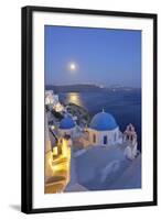 Moon over the Town of Oia, Santorini, Kyclades, South Aegean, Greece, Europe-Christian Heeb-Framed Photographic Print