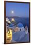 Moon over the Town of Oia, Santorini, Kyclades, South Aegean, Greece, Europe-Christian Heeb-Framed Photographic Print