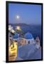 Moon over the Town of Oia, Santorini, Kyclades, South Aegean, Greece, Europe-Christian Heeb-Framed Photographic Print