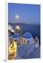 Moon over the Town of Oia, Santorini, Kyclades, South Aegean, Greece, Europe-Christian Heeb-Framed Premium Photographic Print