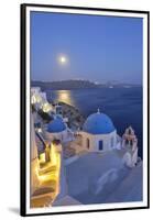 Moon over the Town of Oia, Santorini, Kyclades, South Aegean, Greece, Europe-Christian Heeb-Framed Premium Photographic Print