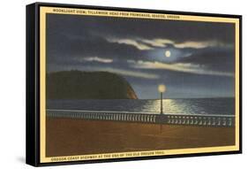 Moon over Tillamook Head, Seaside, Oregon-null-Framed Stretched Canvas