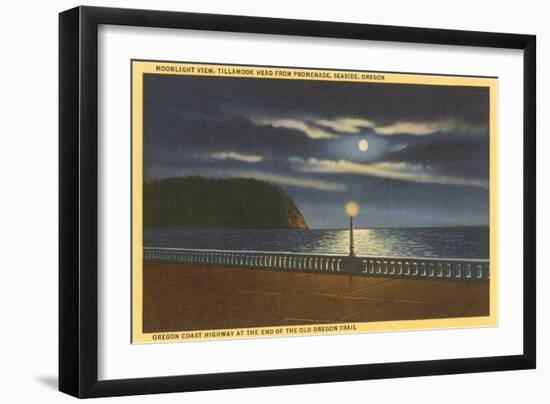 Moon over Tillamook Head, Seaside, Oregon-null-Framed Art Print