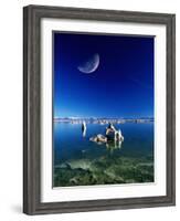 Moon Over Tufa Formations, Mono Lake Tufa State Reserve, Mono Lake, U.S.A.-Mark Newman-Framed Photographic Print