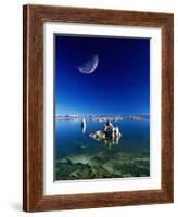 Moon Over Tufa Formations, Mono Lake Tufa State Reserve, Mono Lake, U.S.A.-Mark Newman-Framed Photographic Print