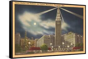 Moon over Union Station, Cleveland, Ohio-null-Framed Stretched Canvas