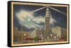 Moon over Union Station, Cleveland, Ohio-null-Framed Stretched Canvas