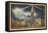 Moon over Union Station, Cleveland, Ohio-null-Framed Stretched Canvas