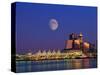 Moon Over Vancouver and Coal Harbor-Ron Watts-Stretched Canvas