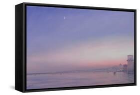 Moon over Varanasi-Derek Hare-Framed Stretched Canvas