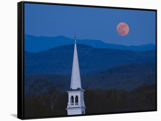 Moon Over Vermont Hills-Michael Blanchette Photography-Framed Stretched Canvas