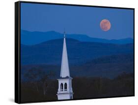 Moon Over Vermont Hills-Michael Blanchette Photography-Framed Stretched Canvas