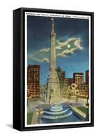 Moon over War Memorial, Indianapolis, Indiana-null-Framed Stretched Canvas