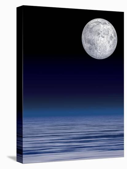 Moon Over Water-Laguna Design-Stretched Canvas