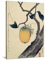 Moon, Persimmon and Grasshopper, 1807-Katsushika Hokusai-Stretched Canvas