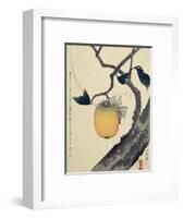 Moon, Persimmon and Grasshopper, 1807-Katsushika Hokusai-Framed Giclee Print