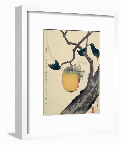 Moon, Persimmon and Grasshopper, 1807-Katsushika Hokusai-Framed Giclee Print