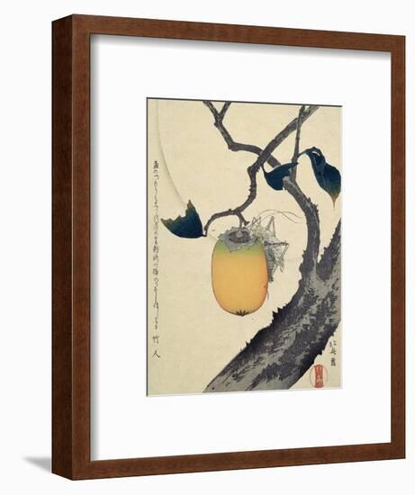 Moon, Persimmon and Grasshopper, 1807-Katsushika Hokusai-Framed Giclee Print