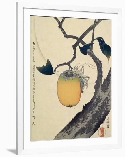 Moon, Persimmon and Grasshopper, 1807-Katsushika Hokusai-Framed Giclee Print