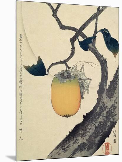 Moon, Persimmon and Grasshopper, 1807-Katsushika Hokusai-Mounted Giclee Print