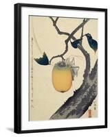 Moon, Persimmon and Grasshopper, 1807-Katsushika Hokusai-Framed Premium Giclee Print