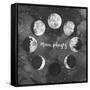 Moon Phases on Dark Galaxy Background-Eisfrei-Framed Stretched Canvas