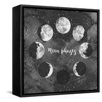 Moon Phases on Dark Galaxy Background-Eisfrei-Framed Stretched Canvas