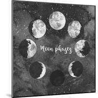 Moon Phases on Dark Galaxy Background-Eisfrei-Mounted Art Print