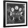 Moon Phases on Dark Galaxy Background-Eisfrei-Framed Art Print