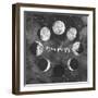 Moon Phases on Dark Galaxy Background-Eisfrei-Framed Art Print