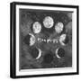 Moon Phases on Dark Galaxy Background-Eisfrei-Framed Art Print