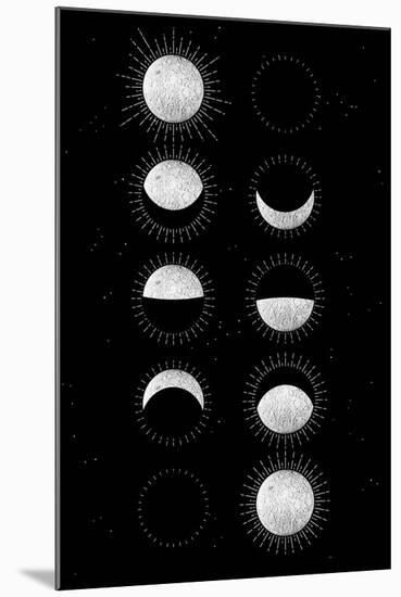 Moon Phases-null-Mounted Art Print