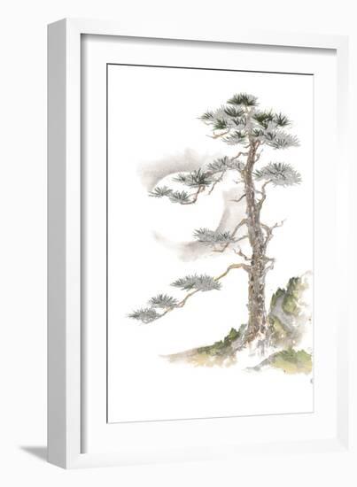 Moon Pine on White-Chris Paschke-Framed Art Print